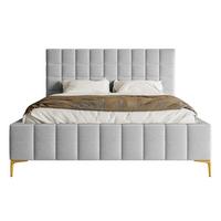 POLSTERBETT Szejlo Hellgrau Chenille 180 cm - Goldfarben/Hellgrau, Textil/Metall (180/200cm) - Selsey