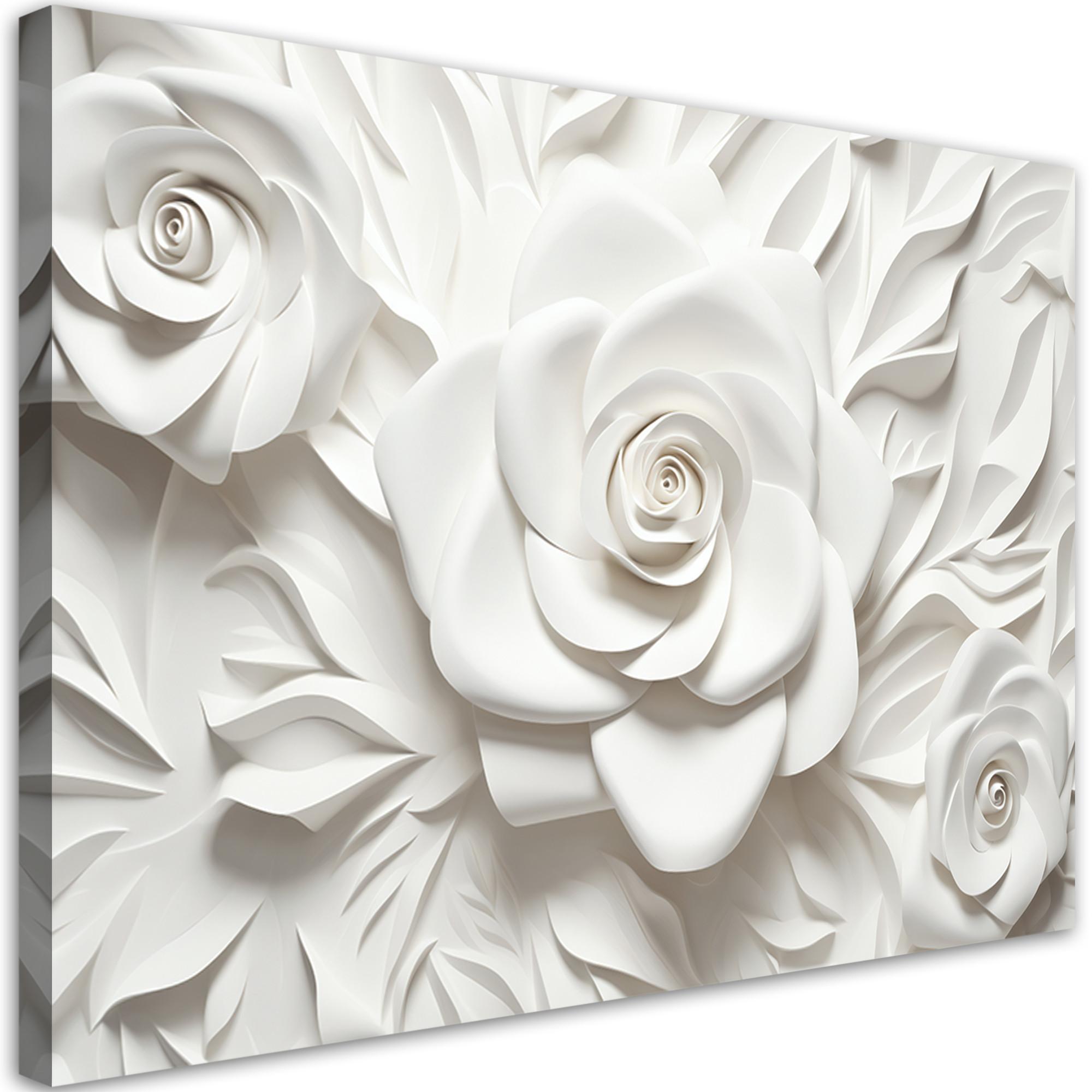WANDBILD weiße rosenblüte 3d - Weiß, Textil (60/40cm) - Feeby