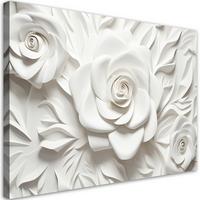 WANDBILD weiße rosenblüte 3d - Weiß, Textil (60/40cm) - Feeby