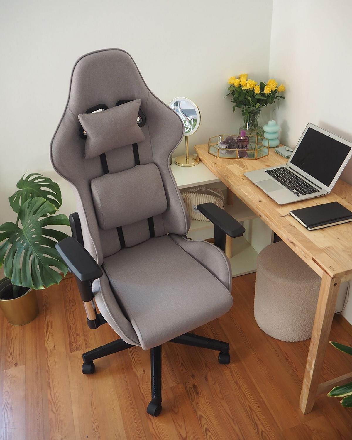 BÜROSTUHL Polyester Grau Warrior - Grau, Textil/Metall (62/122/62cm) - Beliani
