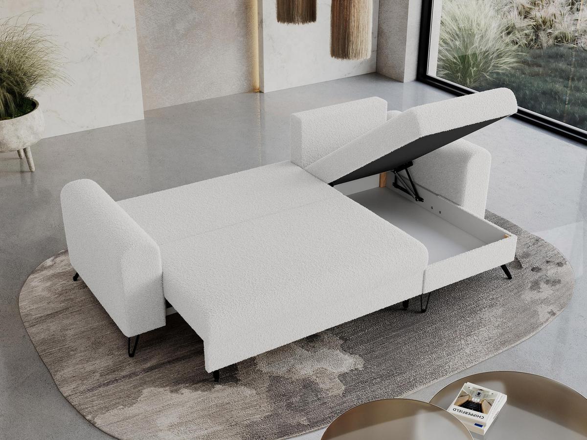 ECKSOFA Hugo Boucle Weiß - Schwarz/Weiß, Textil/Metall (242/140cm) - MKS