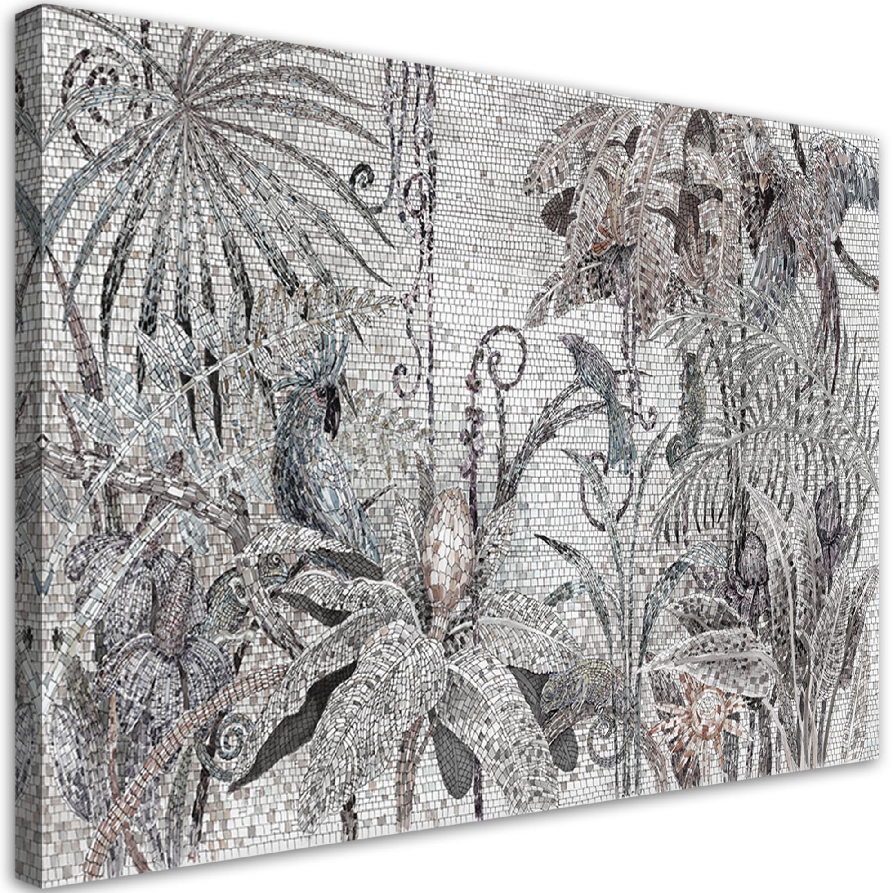 WANDBILD mosaik dschungel - Silberfarben, Textil (60/40cm) - Feeby