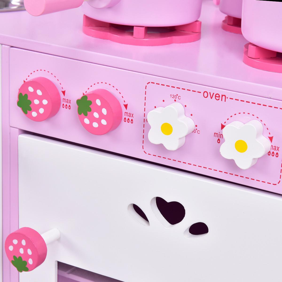 ECK-SPIELKÜCHE Pink - Pink, Holzwerkstoff (60/62/29.5cm) - COSTWAY