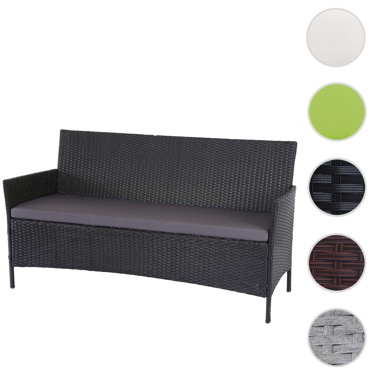 3-SITZER POLY-RATTAN GARTENBANK Anthrazit, Grau - Anthrazit/Grau, Kunststoff (154/82/60cm) - MCW