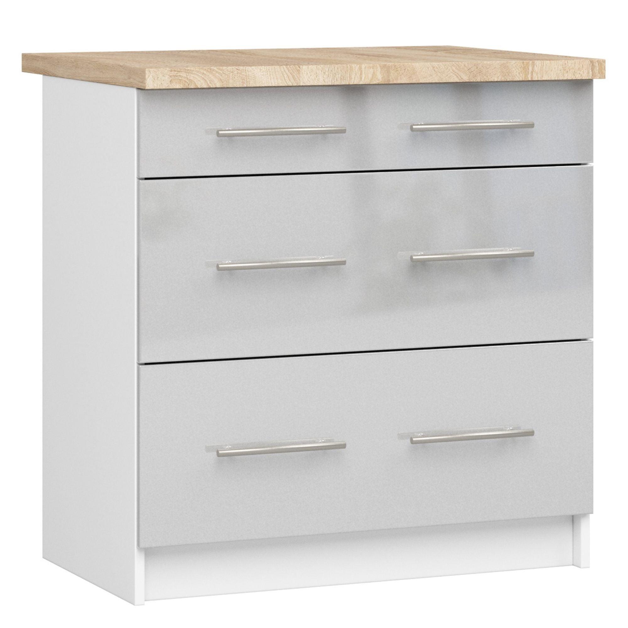 UNTERSCHRANK Weiß, Metallisch Glanz 85/80/46 - Silberfarben/Weiß, Holzwerkstoff (80/85/46cm) - RAUMHIRSCH FURNITURE