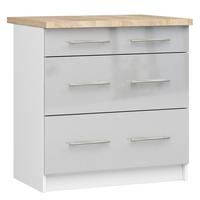UNTERSCHRANK Weiß, Metallisch Glanz 85/80/46 - Silberfarben/Weiß, Holzwerkstoff (80/85/46cm) - RAUMHIRSCH FURNITURE
