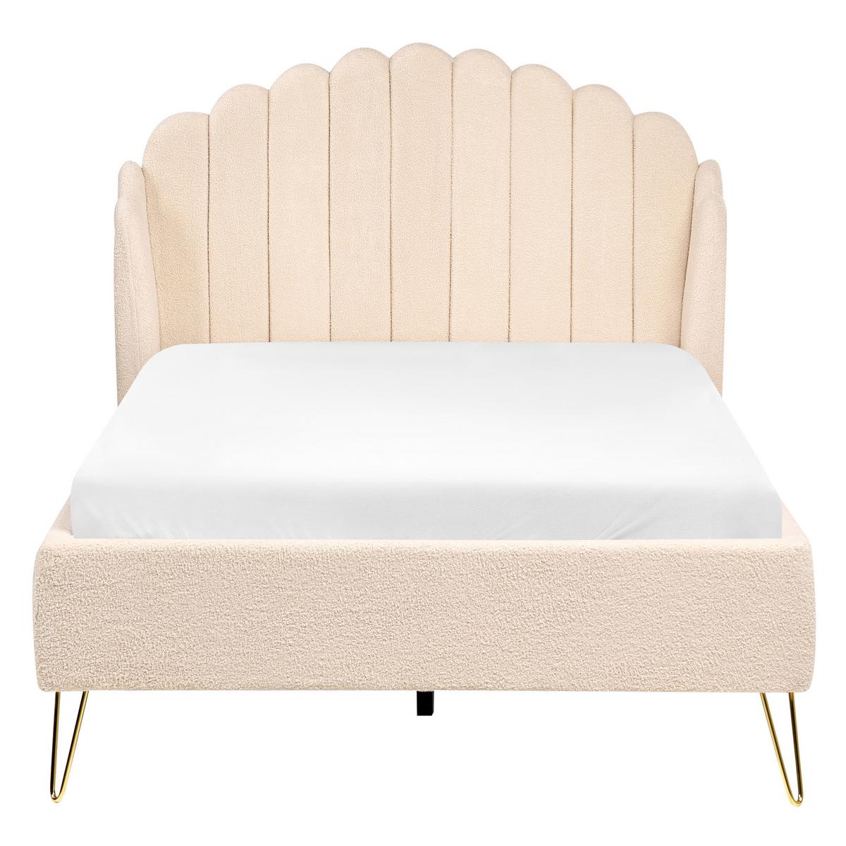 BETT mit Lattenrost 120/200 cm Beige Ambillou - Beige/Goldfarben, Textil (120/200cm) - Beliani