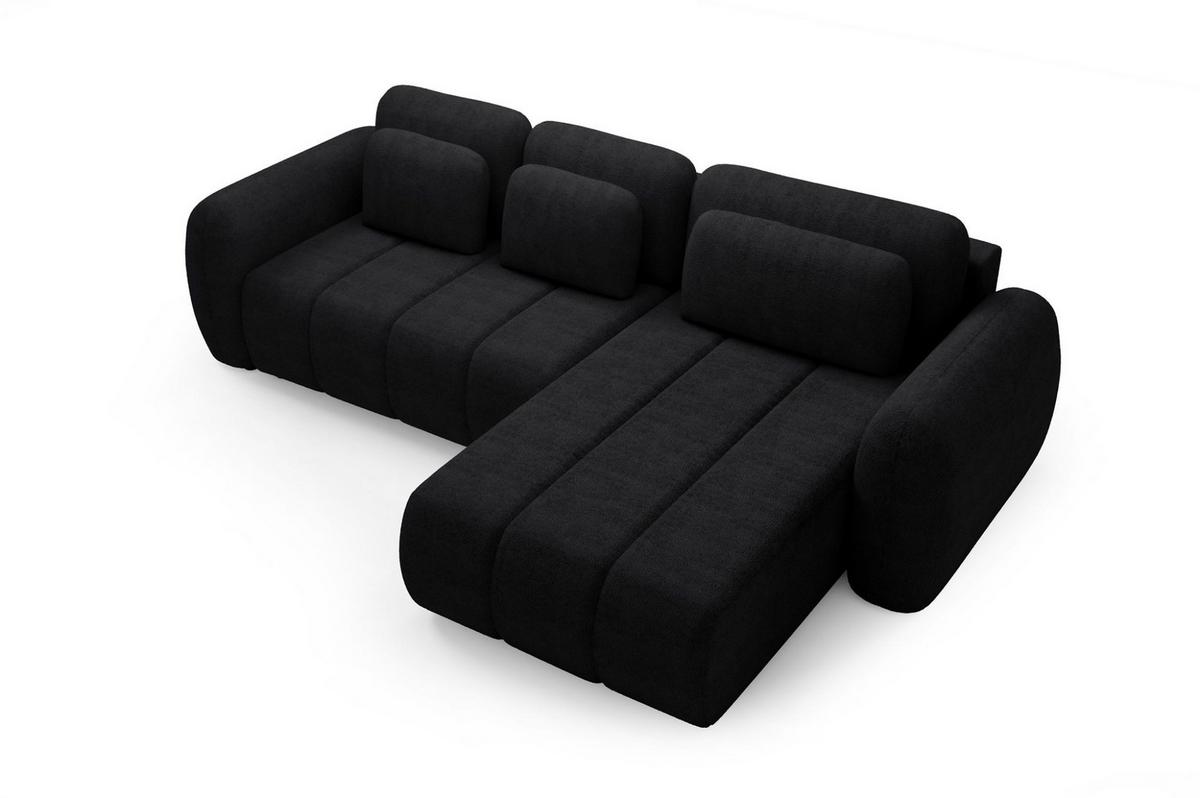 ECKSOFA Caria Mit Schlaffunktion - Schwarz, Holzwerkstoff/Textil (304/190cm) - Fun Möbel