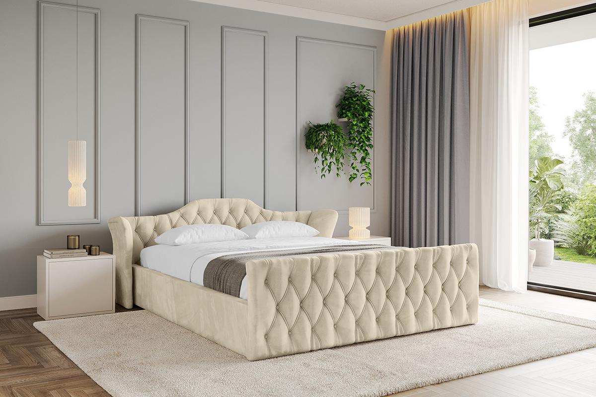 POLSTERBETT mit Bettkasten, Fußteil und Lattenrost, Boxbett ohne Matratze - ZORAN-Z-V1 120x200 Beige - Ecru, Holzwerkstoff/Textil (120/200cm) - ALTDECOR