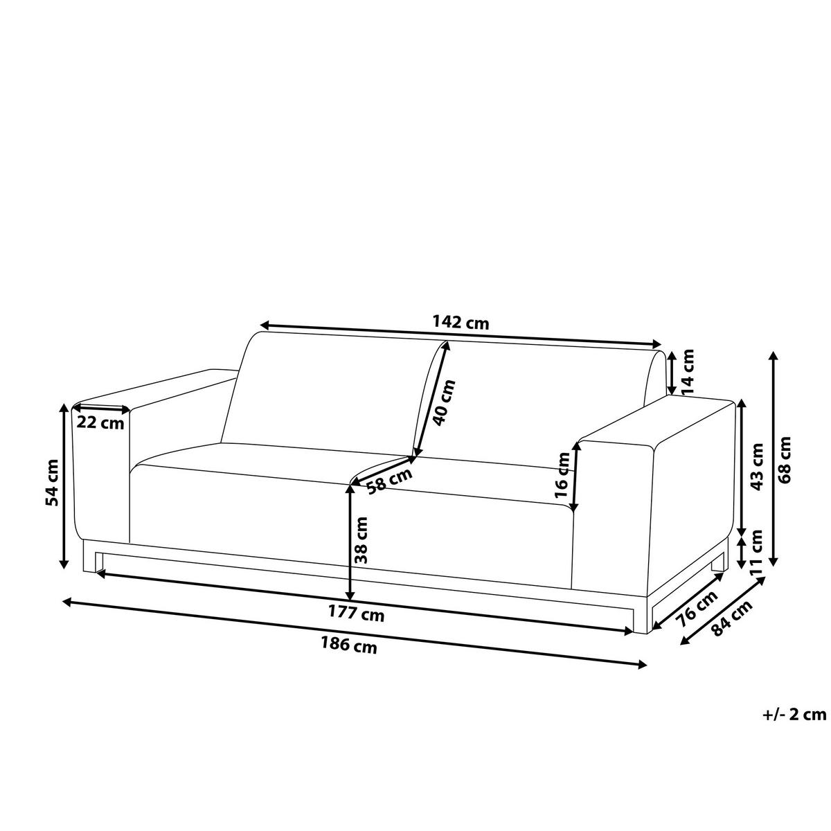 GARTENSOFA 3-Sitzer beige/weisses Gestell Rovigo - Beige/Weiß, Textil (186/68/84cm) - Beliani