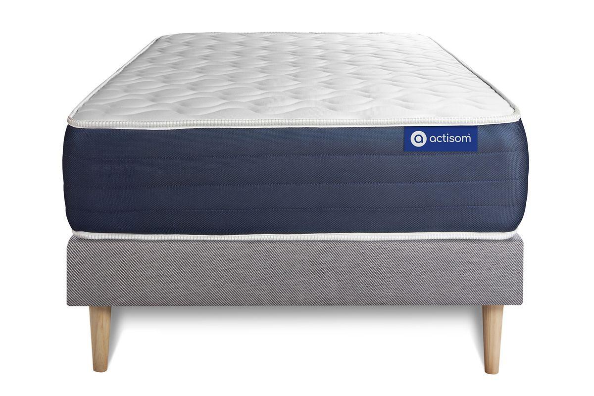 BETT Actimemo sleep Memory-Schaum 80 x 200 cm h1 - Kit Bettgestell Grau - Beige/Grau, Karton/Holz (80/200cm) - ACTISOM