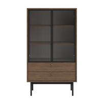 VITRINE Olar II Holzoptik Carini Nussbaum 85 cm - Goldfarben/Schwarz, Holzwerkstoff/Metall (85/150/41cm) - Selsey