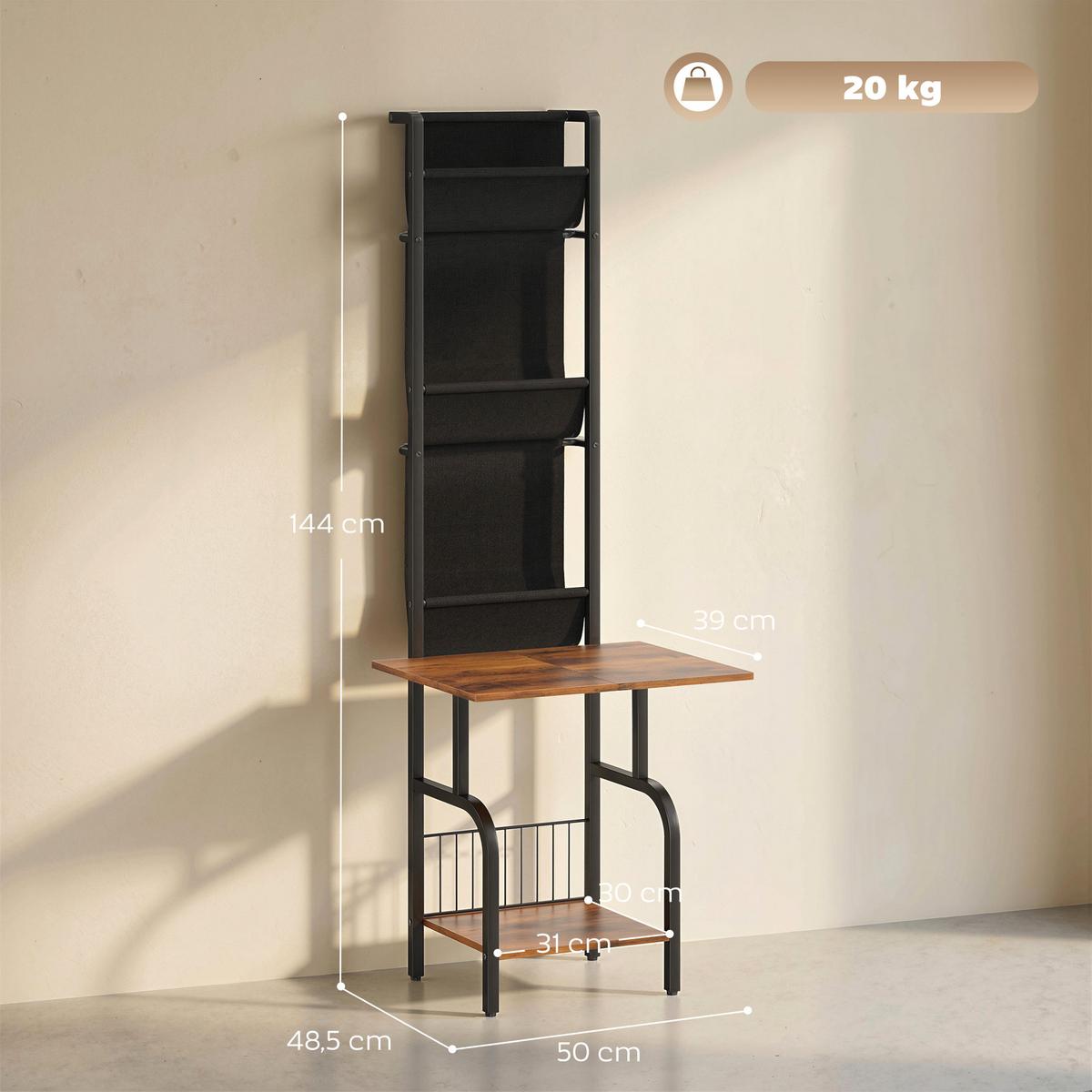 CD-REGAL Stahl Spanplatte Rustikal-Braun - Braun, Holzwerkstoff (48.5/144/50cm) - HOMCOM
