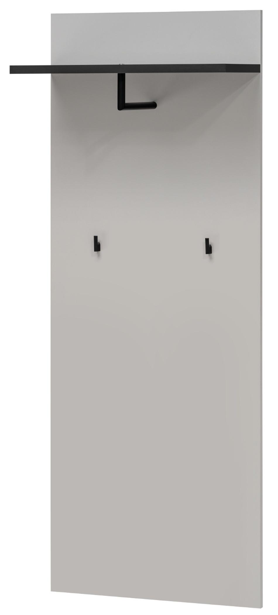 GARDEROBENPANEEL Kaschmir, schwarz 60 x 157 cm, Wandgarderobe mit Kleiderstange - Kaschmir/Schwarz, Holzwerkstoff/Metall (60/157/28cm) - Inn.Furn