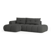 ECKSOFA FLUMA L-S Grau Boucle-Stoff mit Schlaffunktion - Grau, Holz (279/158cm) - MASSENO