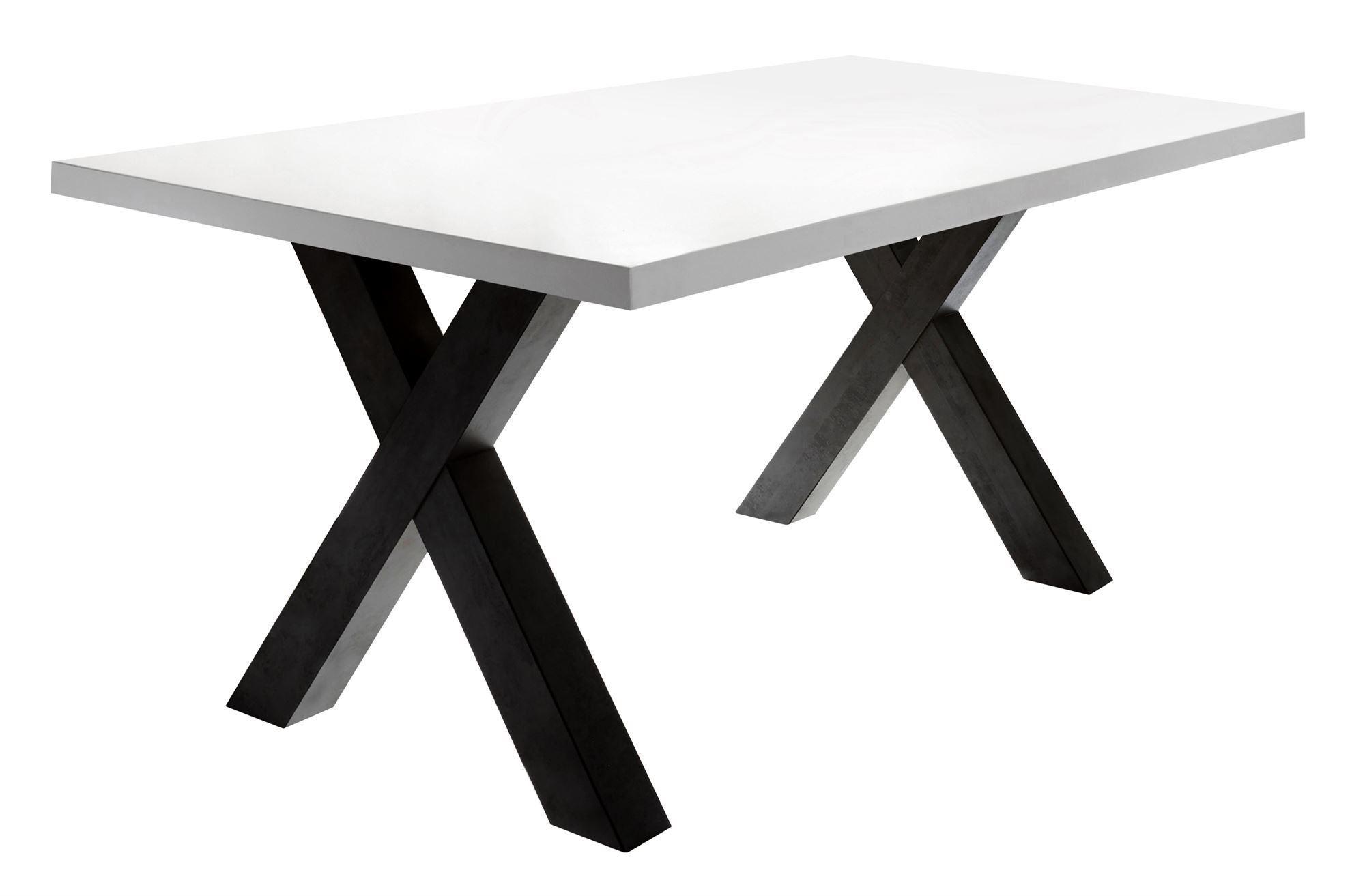 ESSZIMMERTISCH Eike 8 160 x 90 x 75 Esstisch Schwarzstahl/Weiß Matt Lack - Weiß, Holz (160/90/75cm) - 58aufmkessel