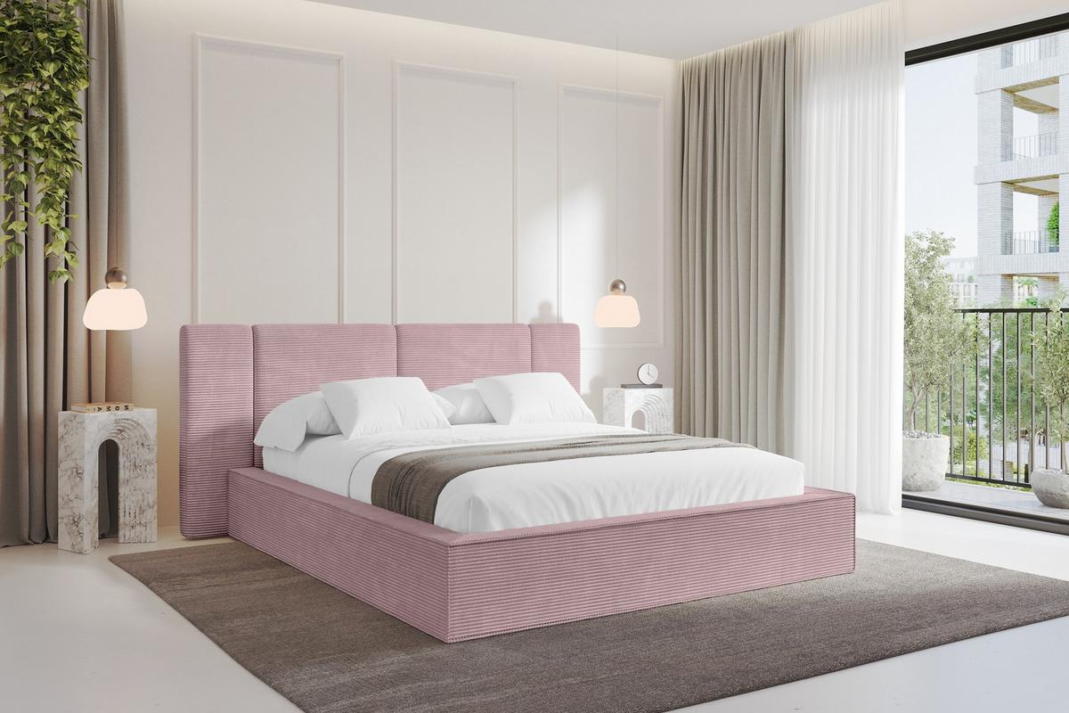 POLSTERBETT mit Bettkasten und Lattenrost, Bett mit Matratze H3/H4 - RIVO 120x200 Rosa - Rosa, Holzwerkstoff/Textil (120/200cm) - ALTDECOR