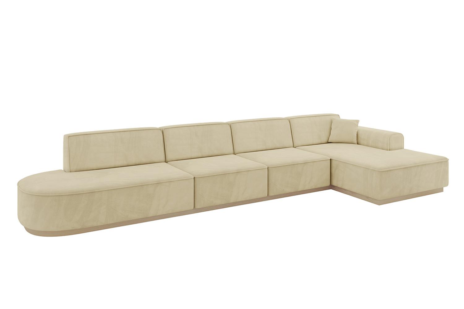 ECKSOFA Ottomane Rechts IREA-L3 - 412x165x80 cm Beige - Taupe, Holzwerkstoff/Textil (412/165cm) - ALTDECOR