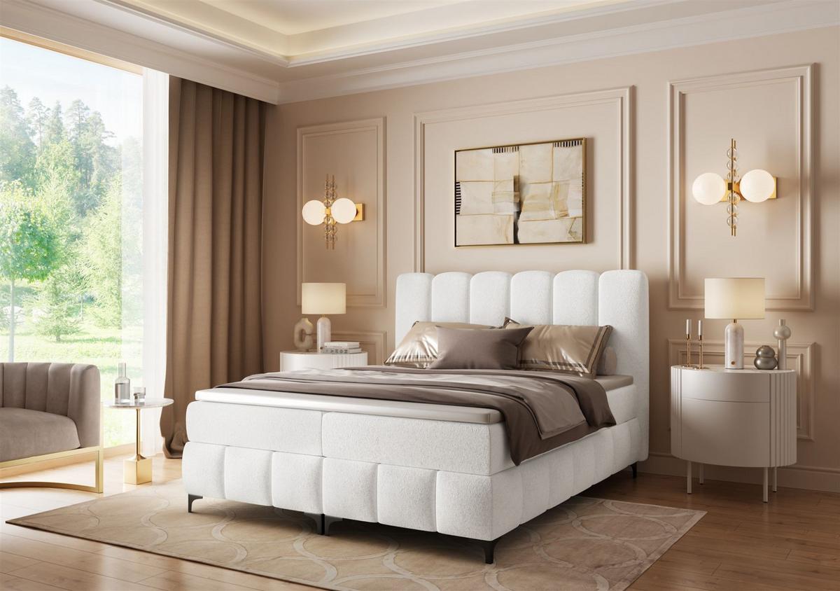 BOXBETT Isabel - Creme, Holzwerkstoff/Textil (120/200cm) - Fun Möbel