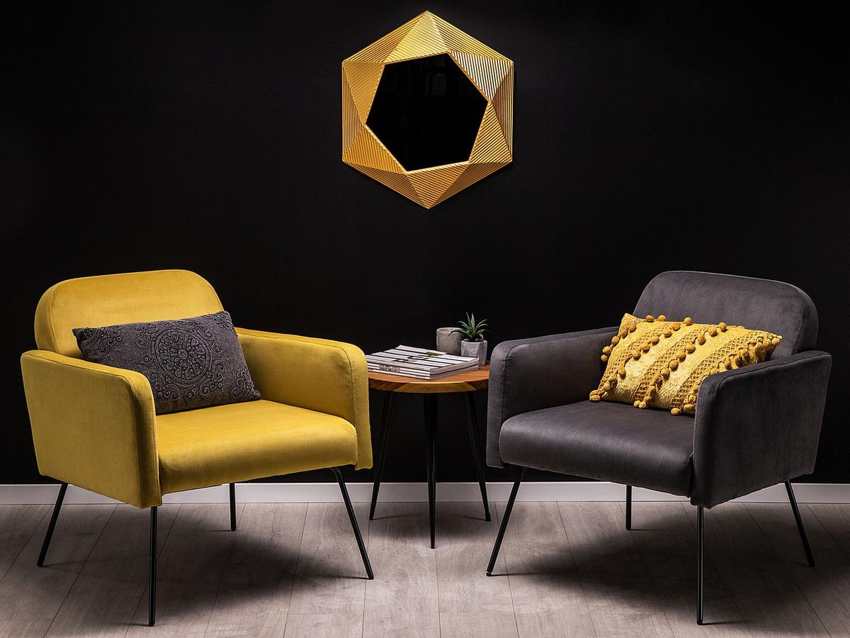 SESSEL Samtstoff Gelb Narken - Gelb, Textil/Metall (72/77/76cm) - Beliani