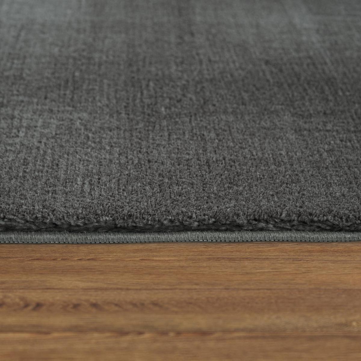 KURZFLORTEPPICH, einfarbig, Anthrazit, Ø 120 cm - Anthrazit, Textil (120/120cm) - KADIMA DESIGN