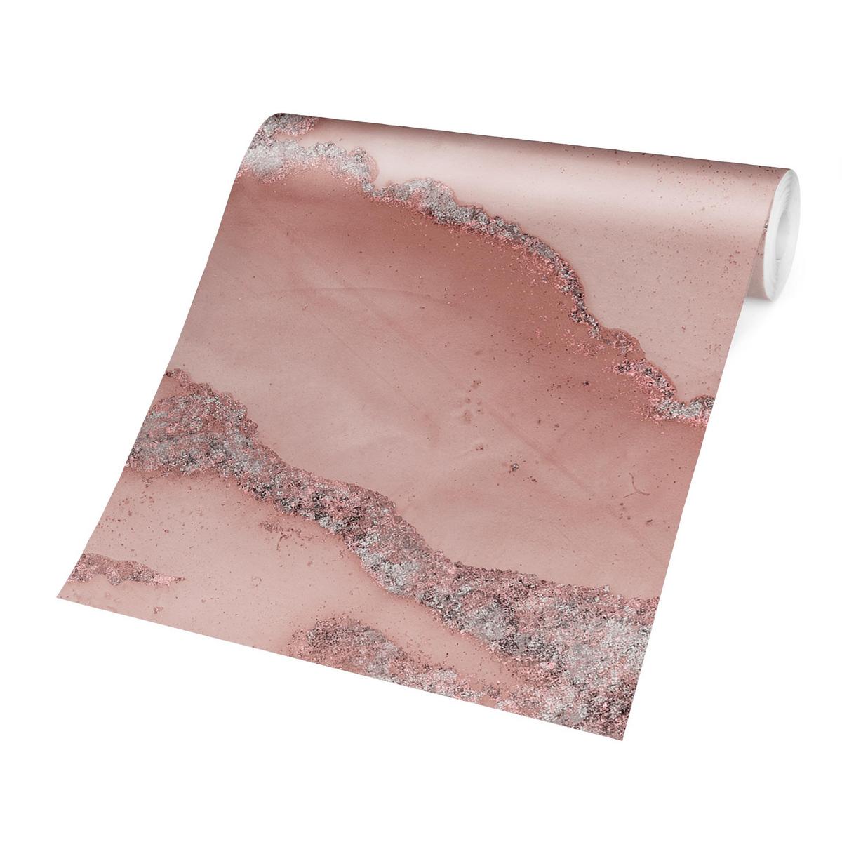 FOTOTAPETE Farbexperimente Marmor Rose und Glitzer 336/225 cm - Rosa, Papier (336/225cm) - Bilderwelten
