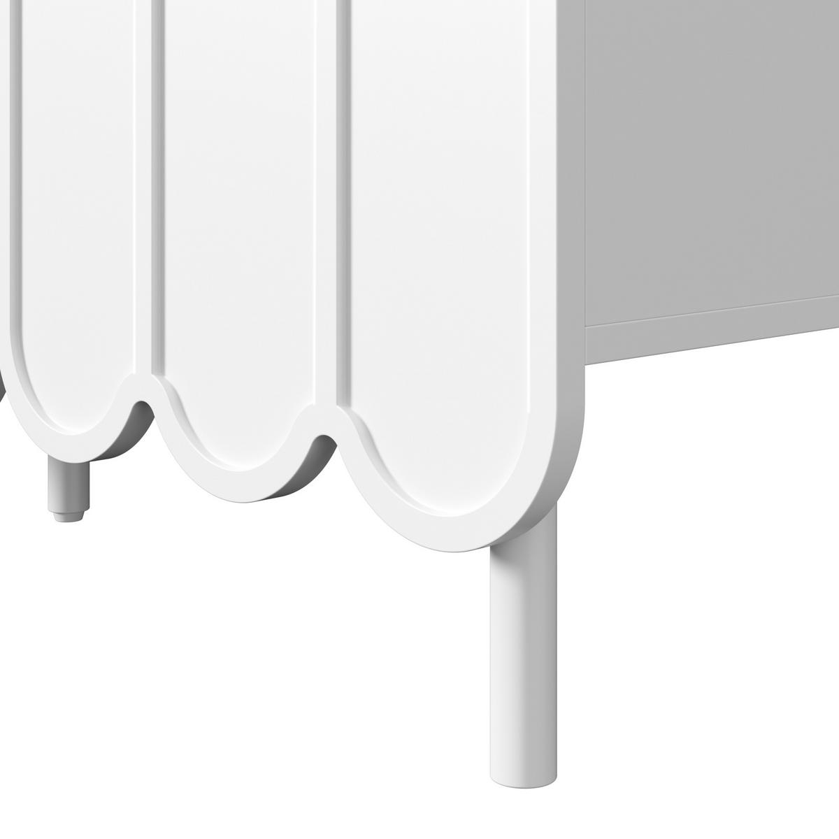 SIDEBOARD mdf in weiß mit wellentüren, push-to-open & verstellbaren einlegeböden - Weiß, Holzwerkstoff/Metall (120/80/35cm) - Urban Meuble