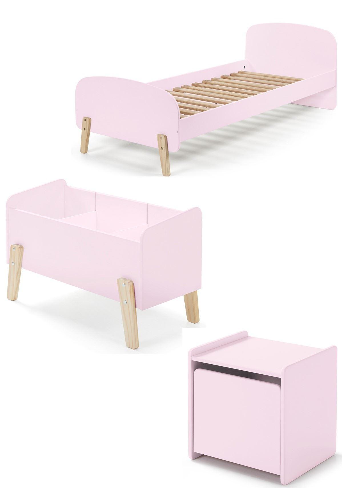 KINDERZIMMER Set Karilynn 3 Massivholz+MDF rosa - Rosa, Holz (130/73/230cm) - 58aufmkessel