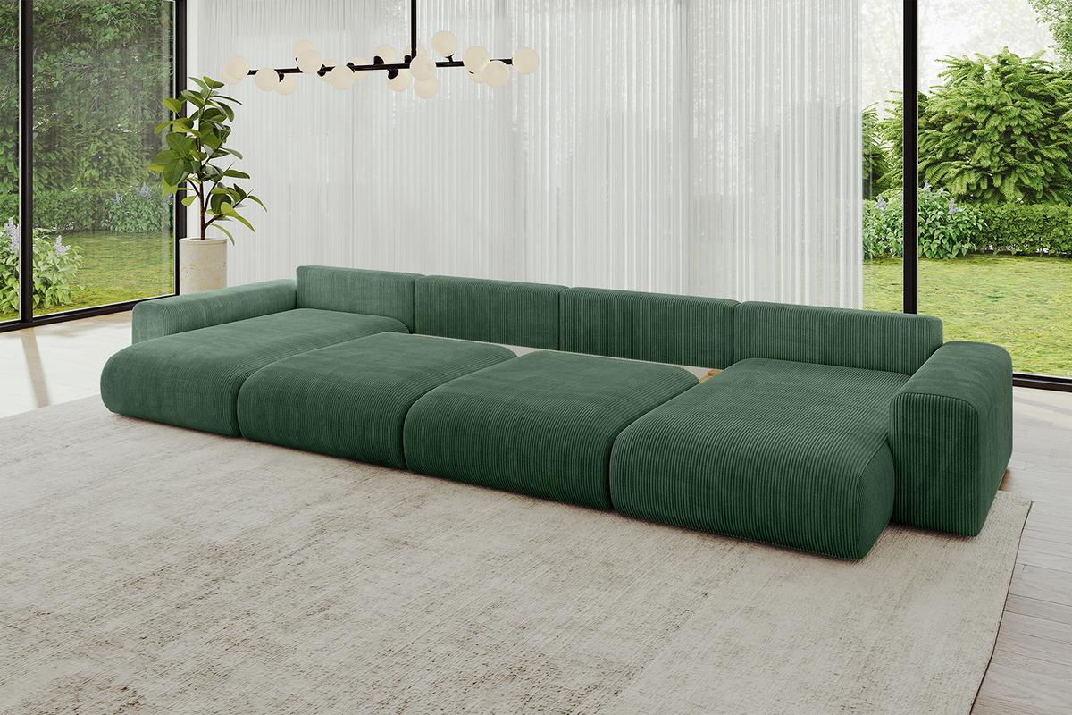 WOHNLANDSCHAFT mit Schlaffunktion ESKAR-U2-464x176x72cm Grün - Grün, Holzwerkstoff/Kunststoff (176/72/464cm) - ALTDECOR
