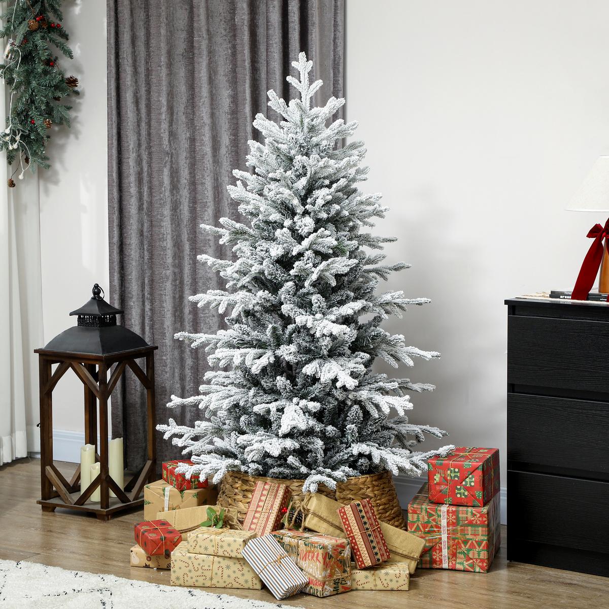 KÜNSTLICHER-WEIHNACHTSBAUM, 150cm Christbaum mit Schnee, 1162 Zweigen Grün - Grün, Kunststoff (150cm) - HOMCOM
