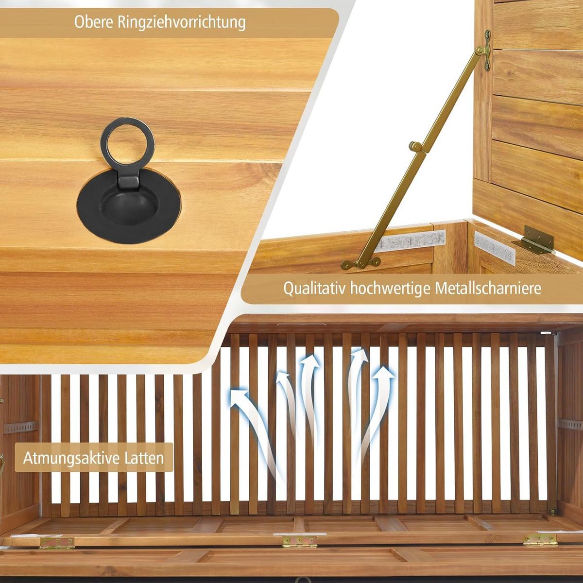 GARTENBOX Auf Rollen Holz - Naturfarben, Kunststoff (127/45/50cm) - COSTWAY