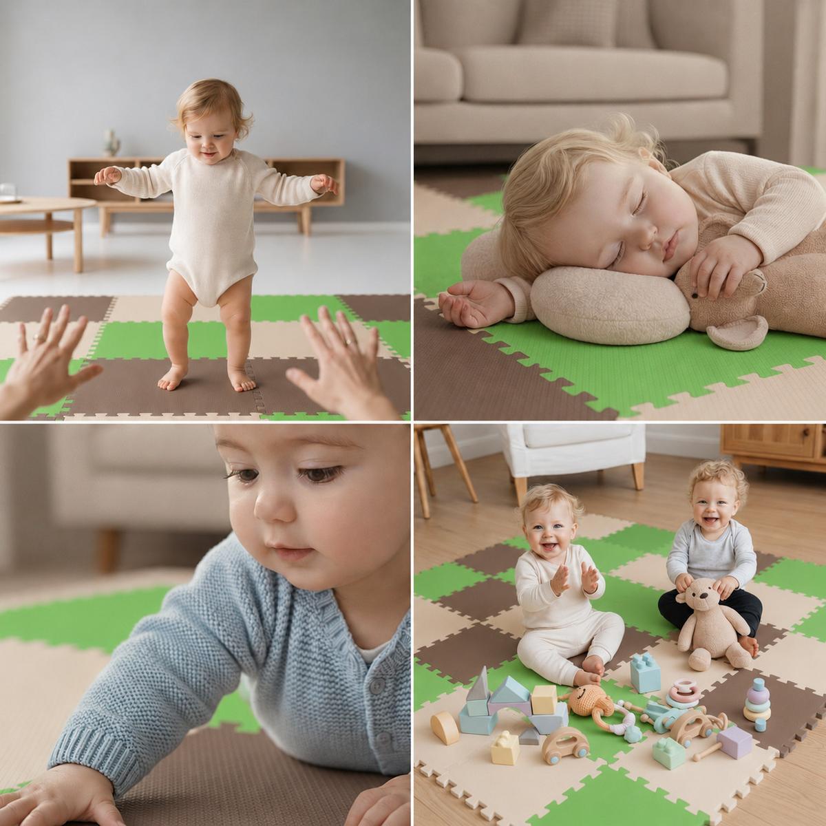 SPIELMATTE ab Null - 270/90 cm Puzzlematte Beige - Multicolor, Kunststoff (30/30cm) - Littletom