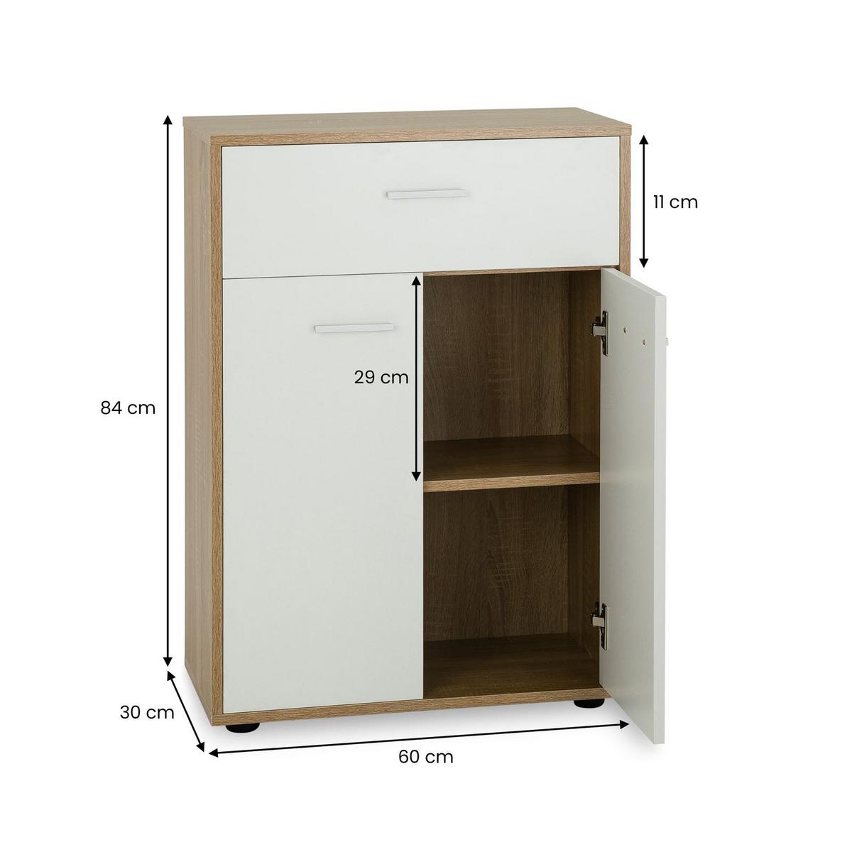 KOMMODE TOMMY Sonoma Eiche/weiß - Weiß/Sonoma Eiche, Holzwerkstoff (60/84/30cm) - CARO-Möbel