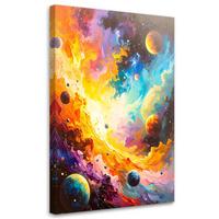 LEINWANDBILD Universum Kosmos Planeten 60x90cm - Multicolor, Textil (60/90cm) - Feeby