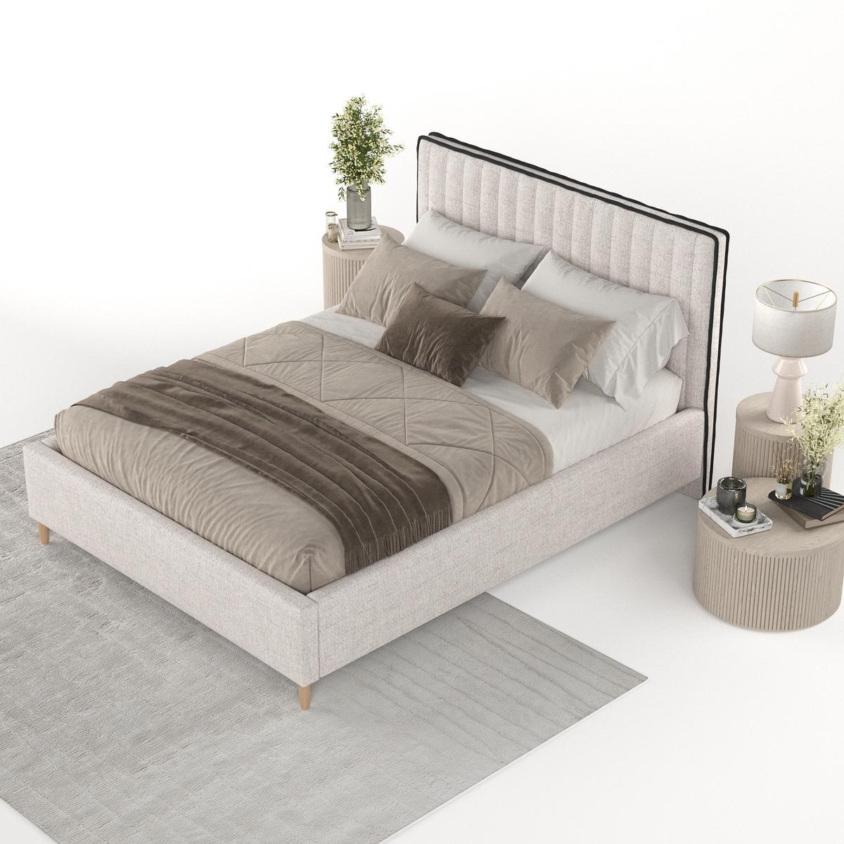 POLSTERBETT Aria 140/200 cm Hellbeige im Neve Stoff - Sandfarben/Naturfarben, Holz/Holzwerkstoff (140/200cm) - AltaBeds