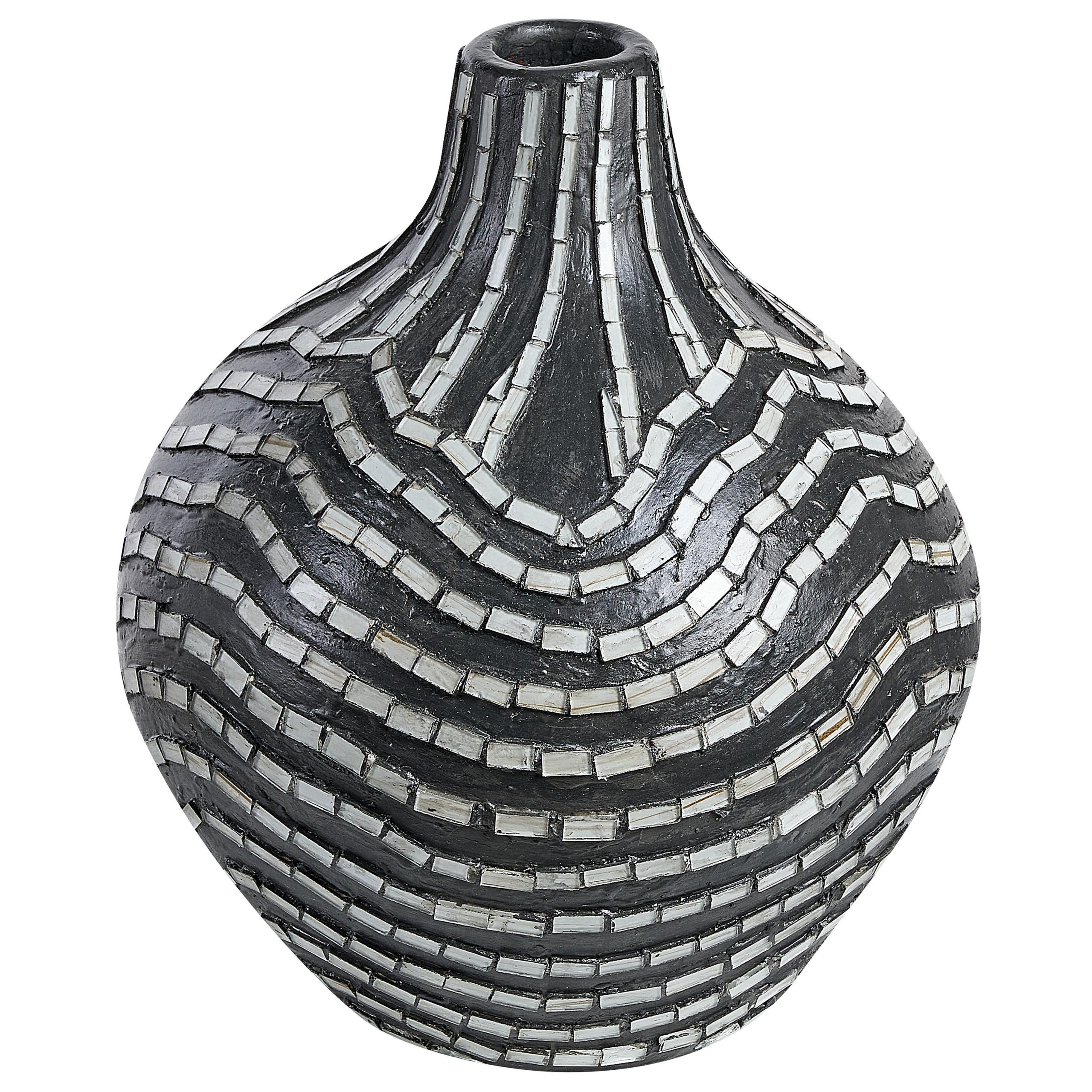 DEKOVASE Terrakotta schwarz Kualu - Schwarz, Stein (35cm) - Beliani