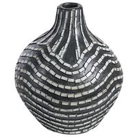 DEKOVASE Terrakotta schwarz Kualu - Schwarz, Stein (35cm) - Beliani