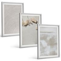 BILDER SET 3er Set - 40x60 cm Silberner Rahmen - Boho-Textur aus Sandsteinen - Silberfarben, Kunststoff (40/60cm) - TULUP