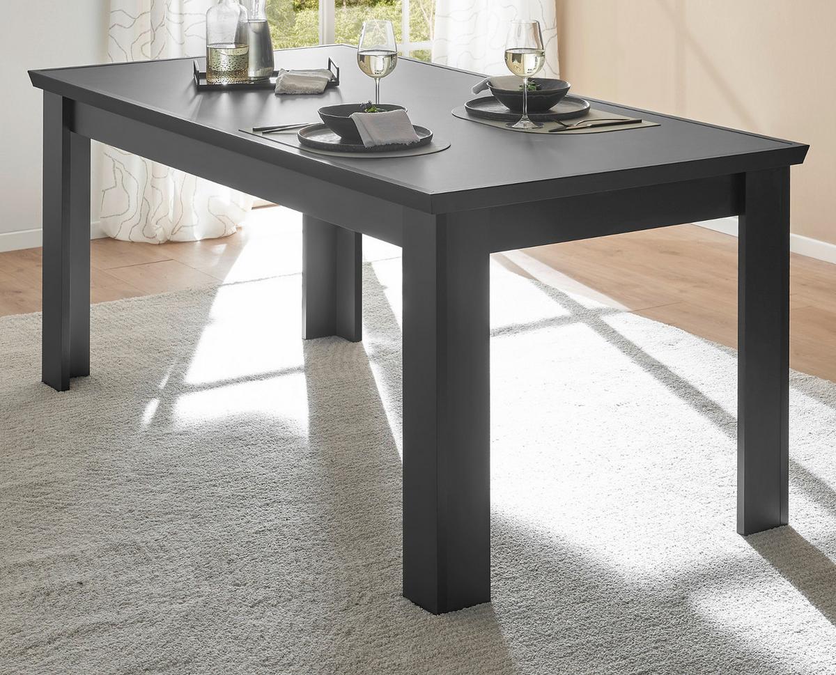 ESSTISCH schwarz matt 180 x 90 cm, Esszimmer Tisch Landhaus-Stil - Schwarz, Holzwerkstoff/Metall (180/77/90cm) - Furn.Design