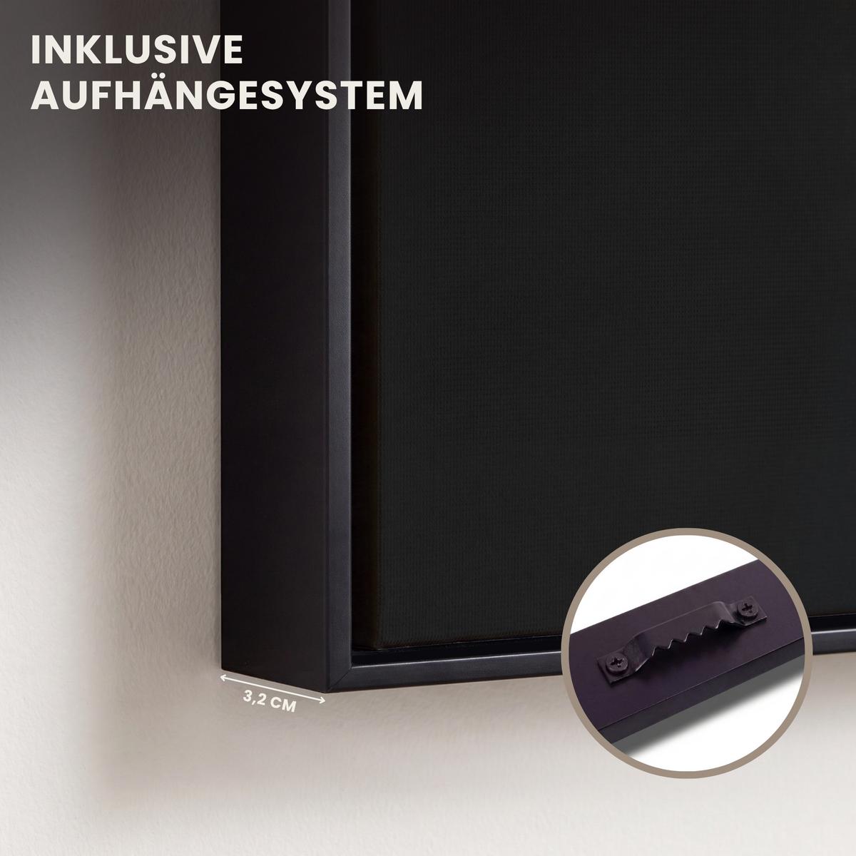 LEINWAND Bilder mit Rahmen - Frau - Gold - Porträt - Schwarz-Weiß - Luxus - 120x80 - Hellblau, Textil (120/80cm) - MuchoWow