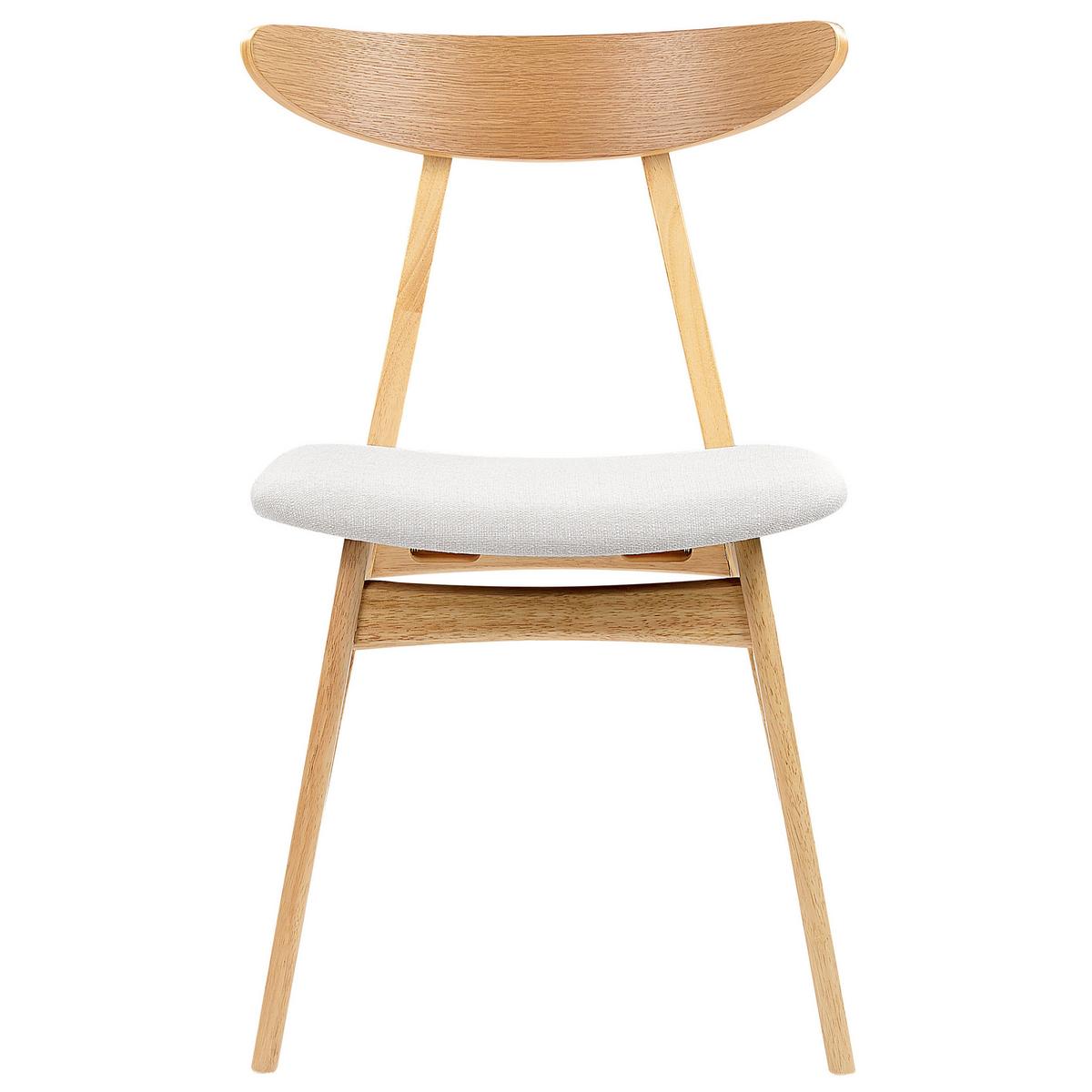 ESSZIMMERSTUHL 2er-Set Gummibaumholz Hellbraun/Hellgrau Holzfarbton Lynn - Hellbraun, Holz/Textil (49/78/47cm) - Beliani