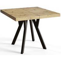 QUADRATISCHER Esstisch ausziehbar – Moderner Wohnzimmertisch und Küchentisch – Tisch mit Holzbeinen, Durchmesser 120 cm - 220 cm - Farbe Artisan - Hellbraun/Schwarz, Holzwerkstoff (120/120/77cm) - Alpi-Möbel