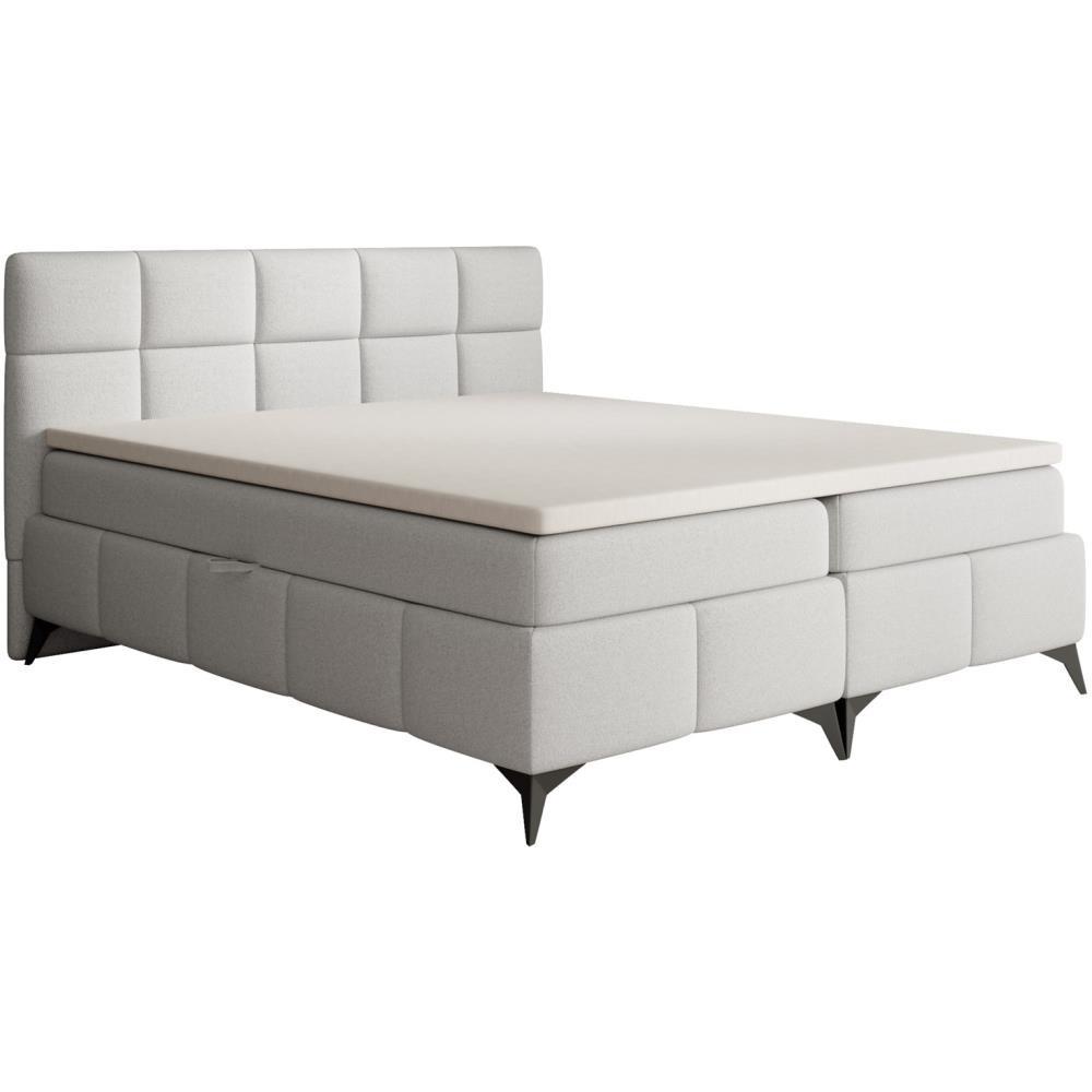 BOXBETT Solido mit Bettkasten 160x200 cm hellgrau - Hellgrau/Schwarz, Textil/Metall (160/200cm) - Beautysofa