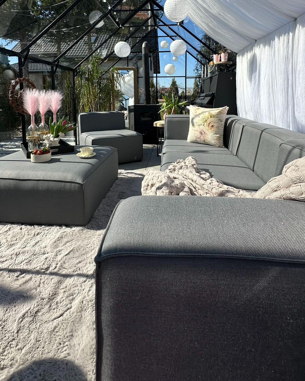 LOUNGE SET 4-Sitzer grau modular Arezzo - Grau, Textil - Beliani