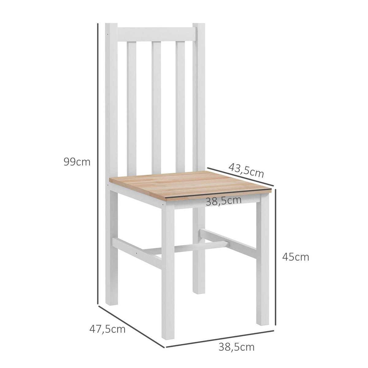 ESSZIMMERSTÜHLE 4er Set Kiefernholz Naturholz - Naturfarben/Weiß, Holz (38.5/99/47.5cm) - HOMCOM