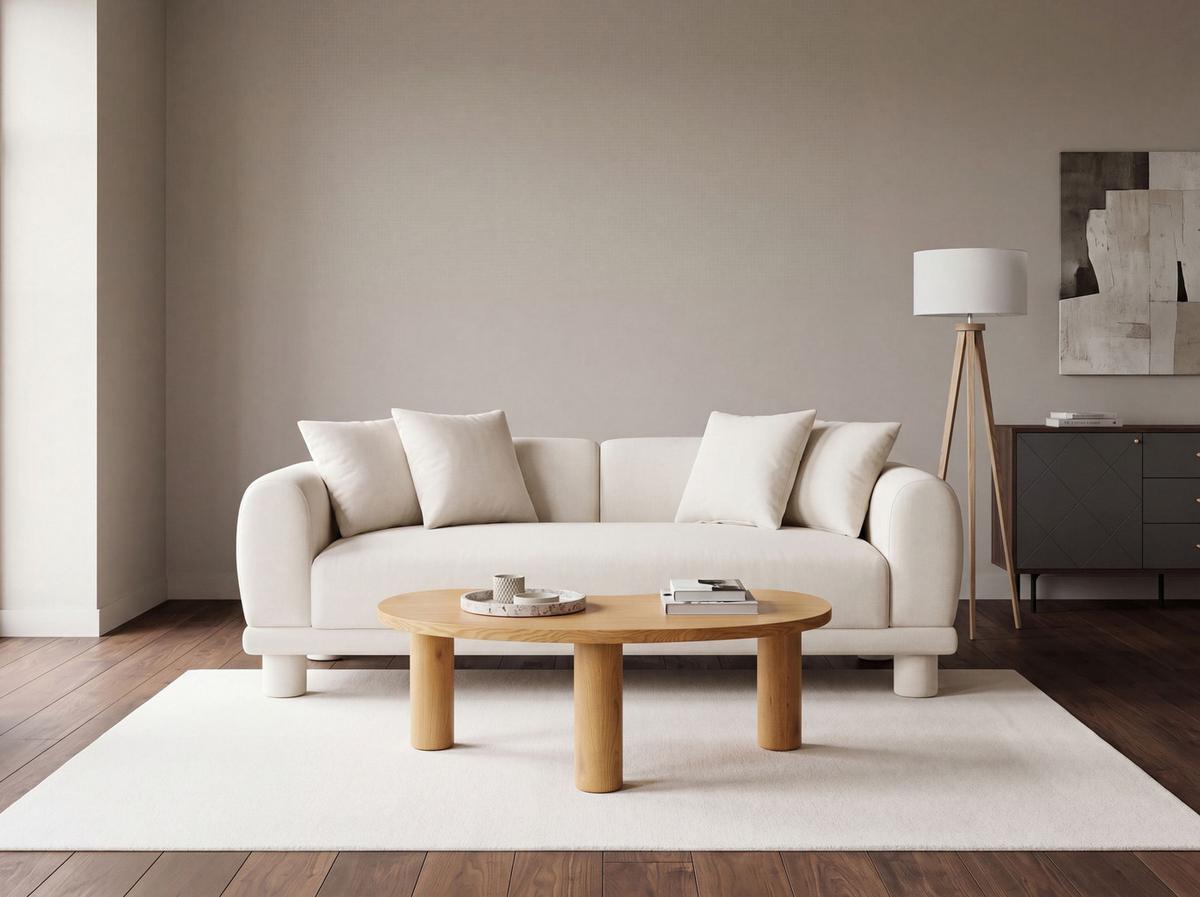 3-SITZER-SOFA Stoff Cremeweiß Pori - Creme, Textil (202/74/93cm) - Beliani
