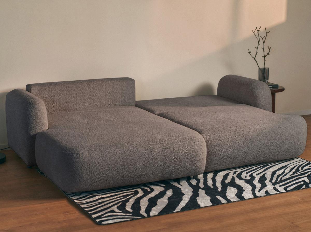 ECKSOFA Tvoya Graubraun Bouclé - Graubraun/Schwarz, Kunststoff/Textil (267/175cm) - Selsey