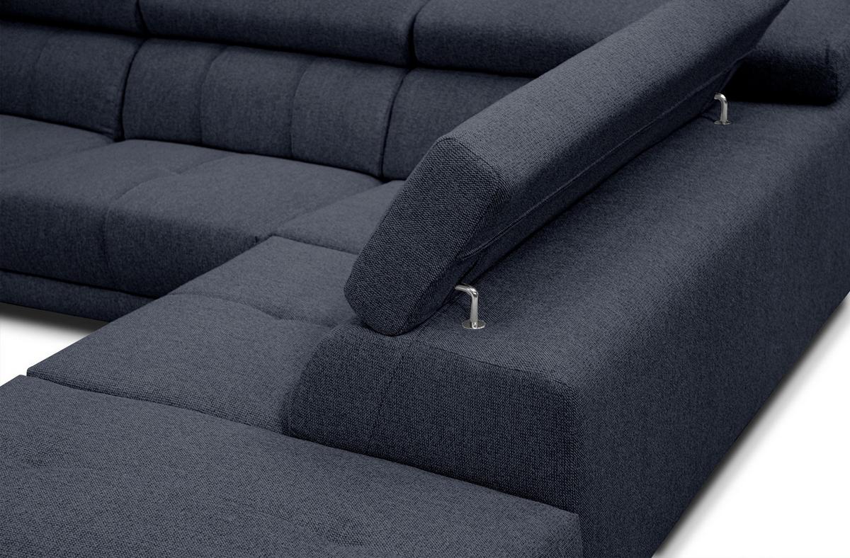 ECKSOFA MORELLO 5-Sitzer, dunkelblau - Schwarz/Dunkelblau, Holzwerkstoff/Textil (287/228cm) - Wozimo