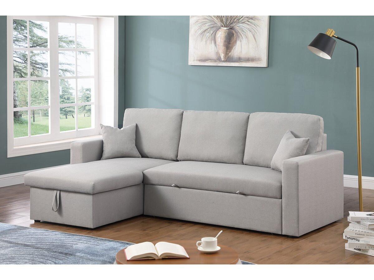ECKSOFA alain Grau - Hellgrau, Textil (145/221cm) - Habitat Garten