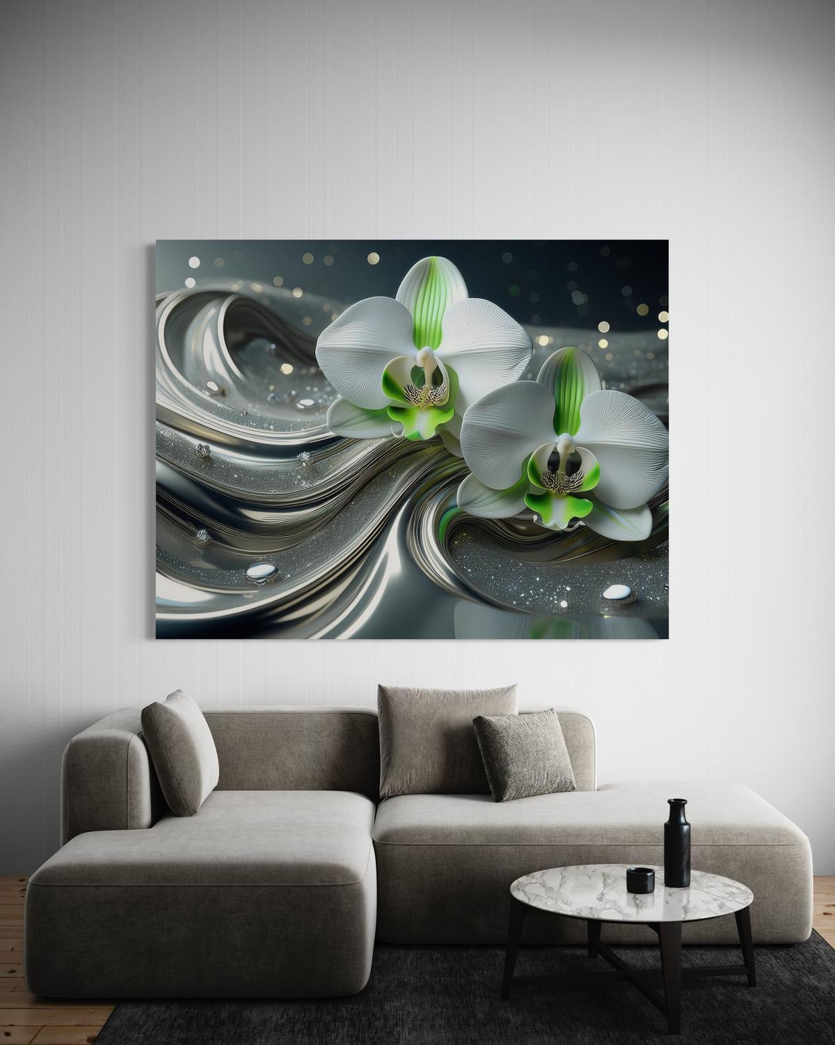 WANDBILD orchidee blume abstraktion - Silberfarben, Textil (60/40cm) - Feeby